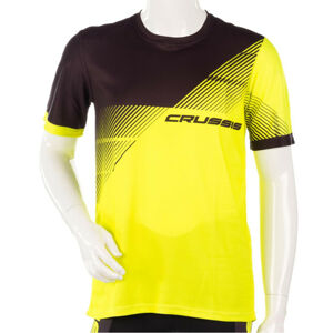 Pánske športové tričko s krátkym rukávom Crussis čierna/žltá fluo - L