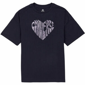 Converse WOMENS HEART REVERSE PRINT TEE Dámske tričko, čierna, veľkosť M
